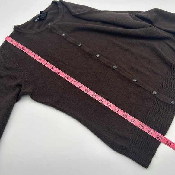 Y2K NEW YORK & COMPANY Brown Acrylic Cardigan M Button Down Ribbed LS Sweater - Picture 4 of 7